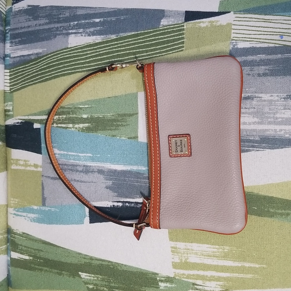 Dooney And Bourke Pebbled Leather Wristlet In Taupe Like New